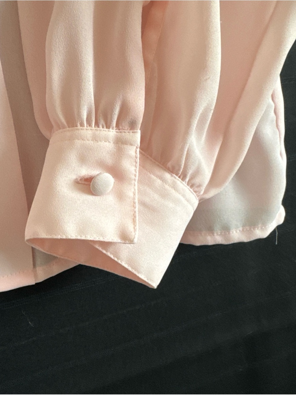 Vintage Laura & Jayne Collection Pink Blouse 10 Pleated Tuxedo Turtleneck Sheer - Picture 6 of 11